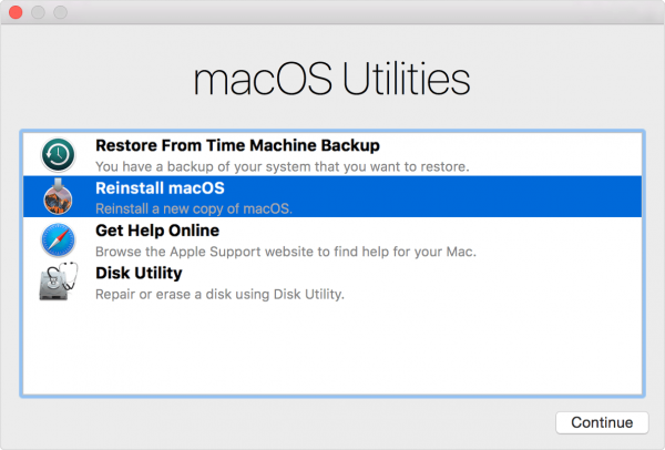 macOS Utilities window